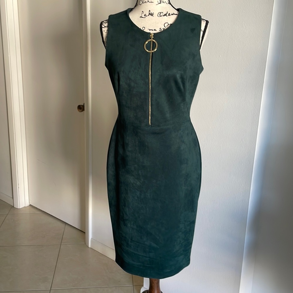 Calvin Klein Green Velvet dress.